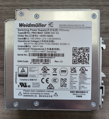 WEIDMULLER 1478110000 PRO MAX 120W 24V 5A Switching Power Supply