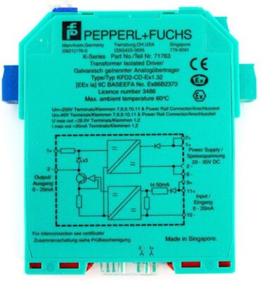 Pepperl + Fuchs Current/Voltage Driver KFD2-CD-Ex1.32，1-channel isolated barrier, 24 V DC supply