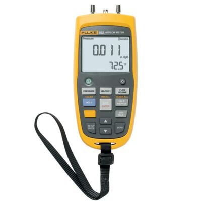 Fluke 922 Luftstrommesser und Mikromanometer mit Differenz- und statischem Druck, hellem Hintergrundbeleuchtungsdisplay und 99-Punkt-Datenspeicherung