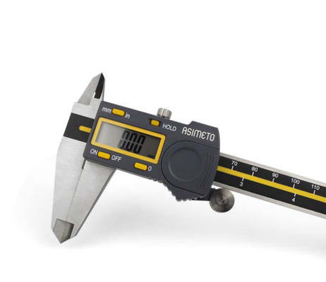 ASIMETO 307-06-5 Stainless Steel Digital Calipers with 0-150mm/6" Measuring Range 0.01mm Resolution & 0.02mm Accuracy