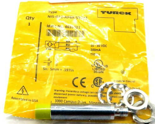 TURCK Inductive Sensor NI5-G12-Y1，Order ID no. 10055,Rated switching distance Sn 5 mm