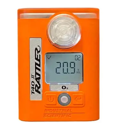 Tragbarer Einzelgasmonitor T40 II Rattler von Industrial Scientific und T-Dock-Arbeiter in gefährlichen Umgebungen
